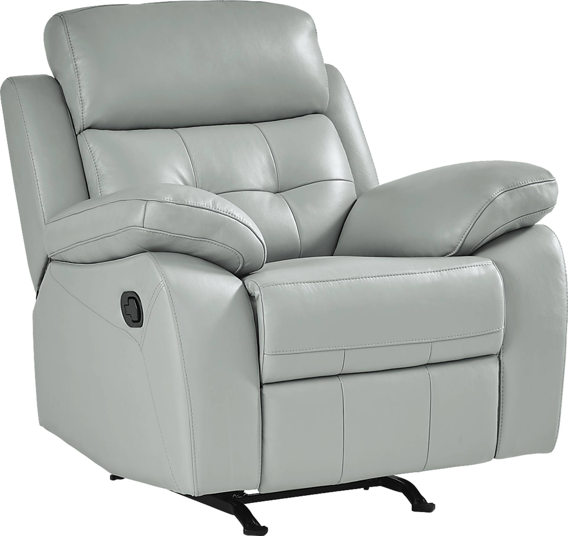 Antonin 3 Pc Aqua Blue Leather Non-Power Reclining Living Room Set With ...