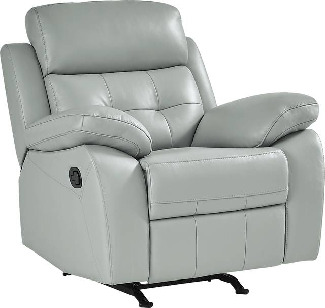 Antonin Aqua Leather Rocker Recliner - Thumbnail - Image 1