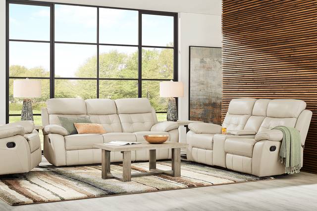 Antonin Beige Leather 6 Pc Reclining Living Room - Thumbnail - Image 1