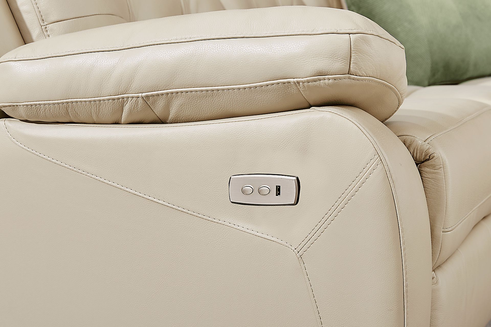 Antonin Beige Leather Power Reclining Sofa - Image 5