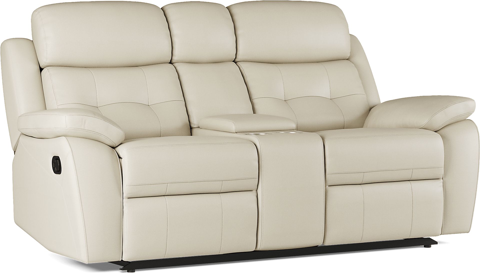 Antonin Beige Leather Reclining Console Loveseat - Image 2