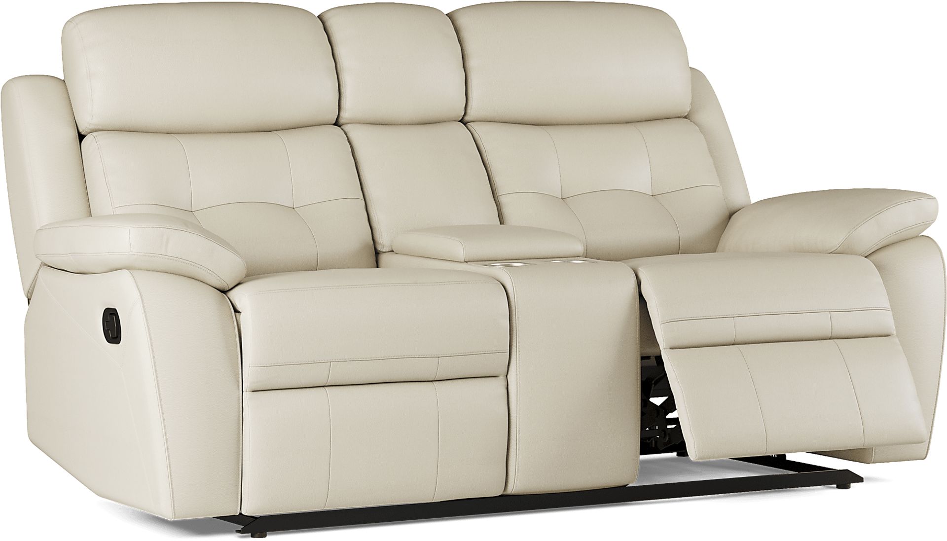 Antonin Beige Leather Reclining Console Loveseat - Image 3