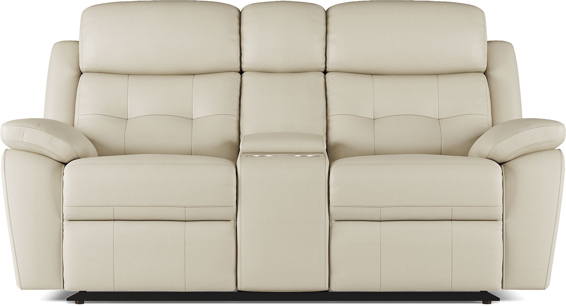 Antonin Beige Leather Reclining Console Loveseat - Image 4