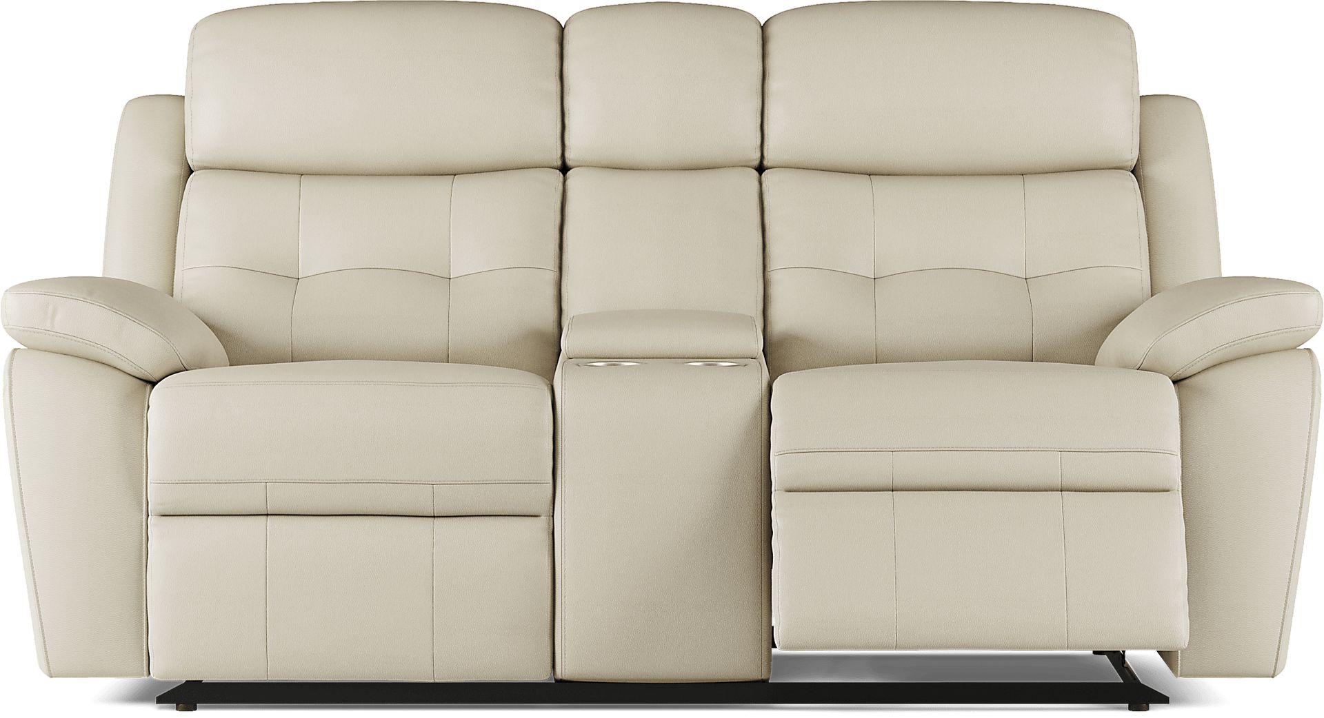Antonin Beige Leather Reclining Console Loveseat - Image 1