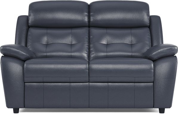 Antonin Blue Leather Loveseat