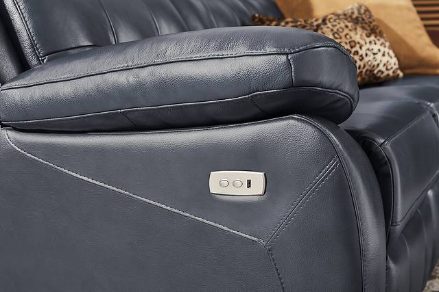 Antonin Blue Leather 2 Pc Living Room with Power Reclining Sofa - Thumbnail - Image 6