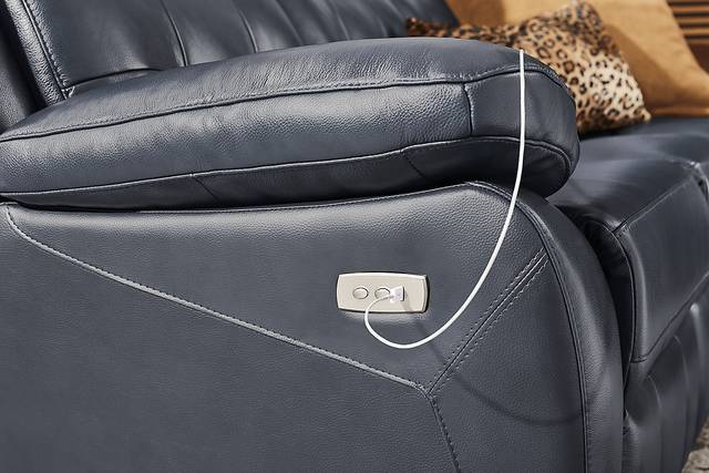 Antonin Blue Leather 2 Pc Living Room with Power Reclining Sofa - Thumbnail - Image 7