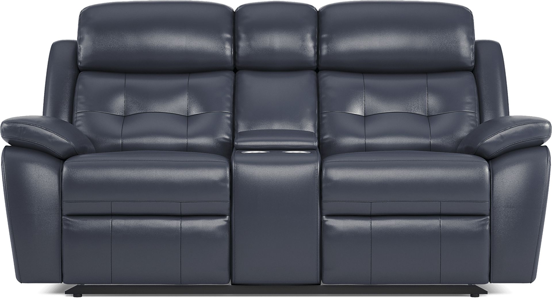 Antonin Blue Leather Reclining Console Loveseat - Image 5