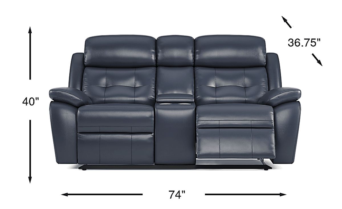 Antonin Blue Leather NonPower Reclining Loveseat Rooms to Go