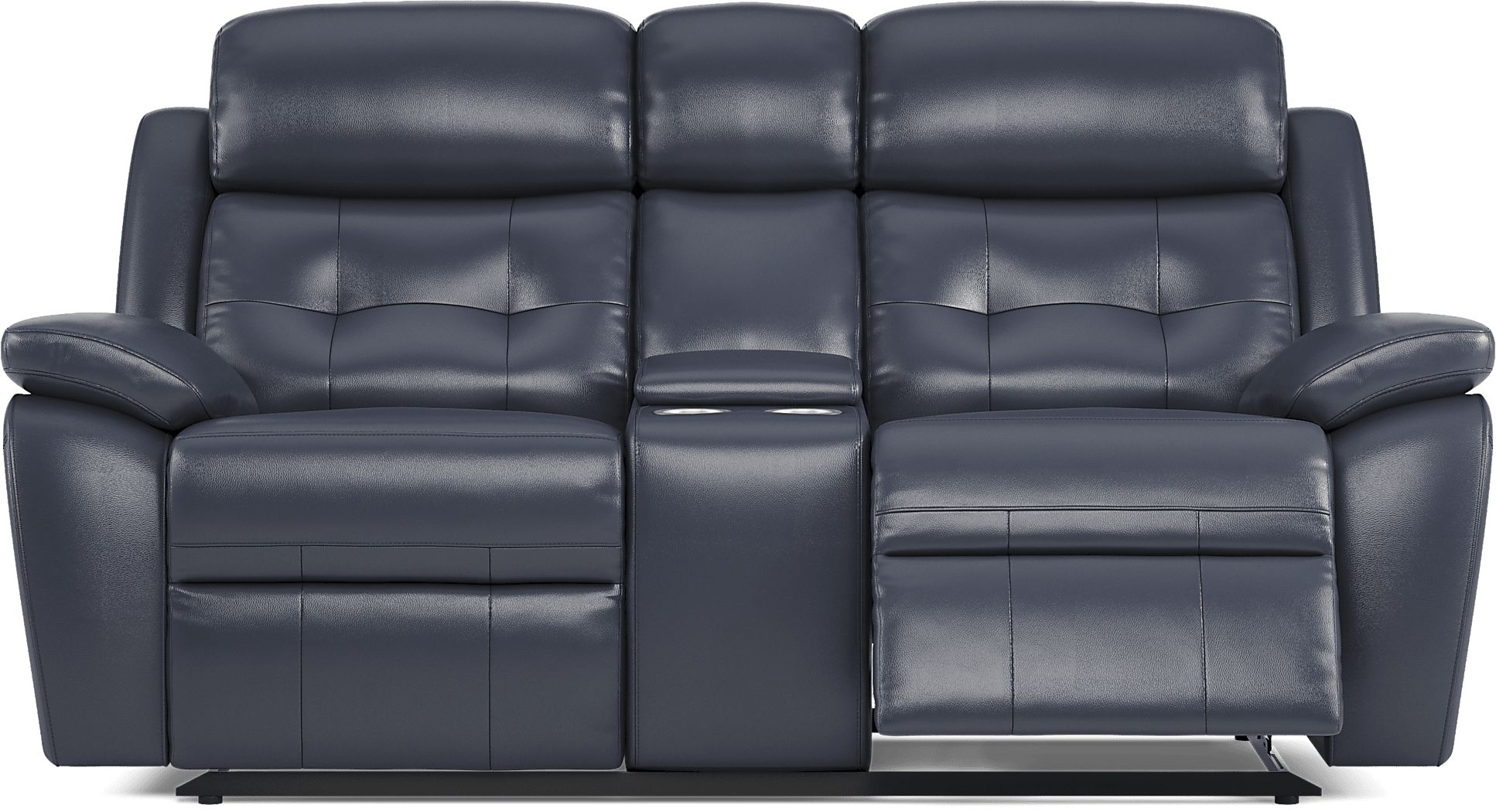 Antonin Blue Leather Reclining Console Loveseat
