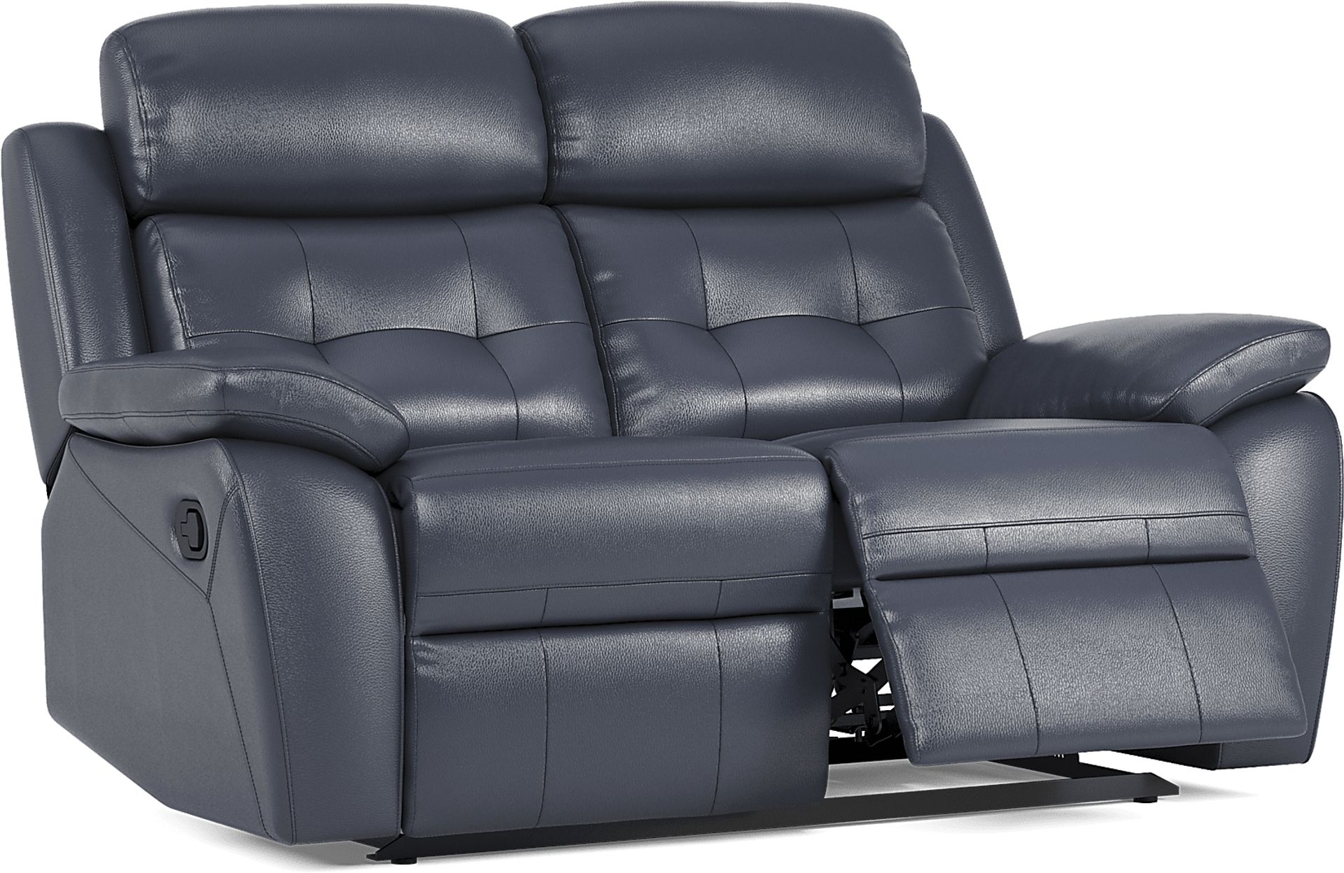 Antonin Blue Leather Reclining Loveseat - Image 3