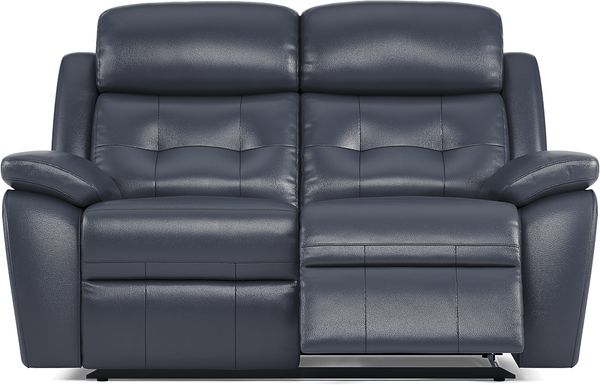 Antonin Blue Leather Reclining Loveseat