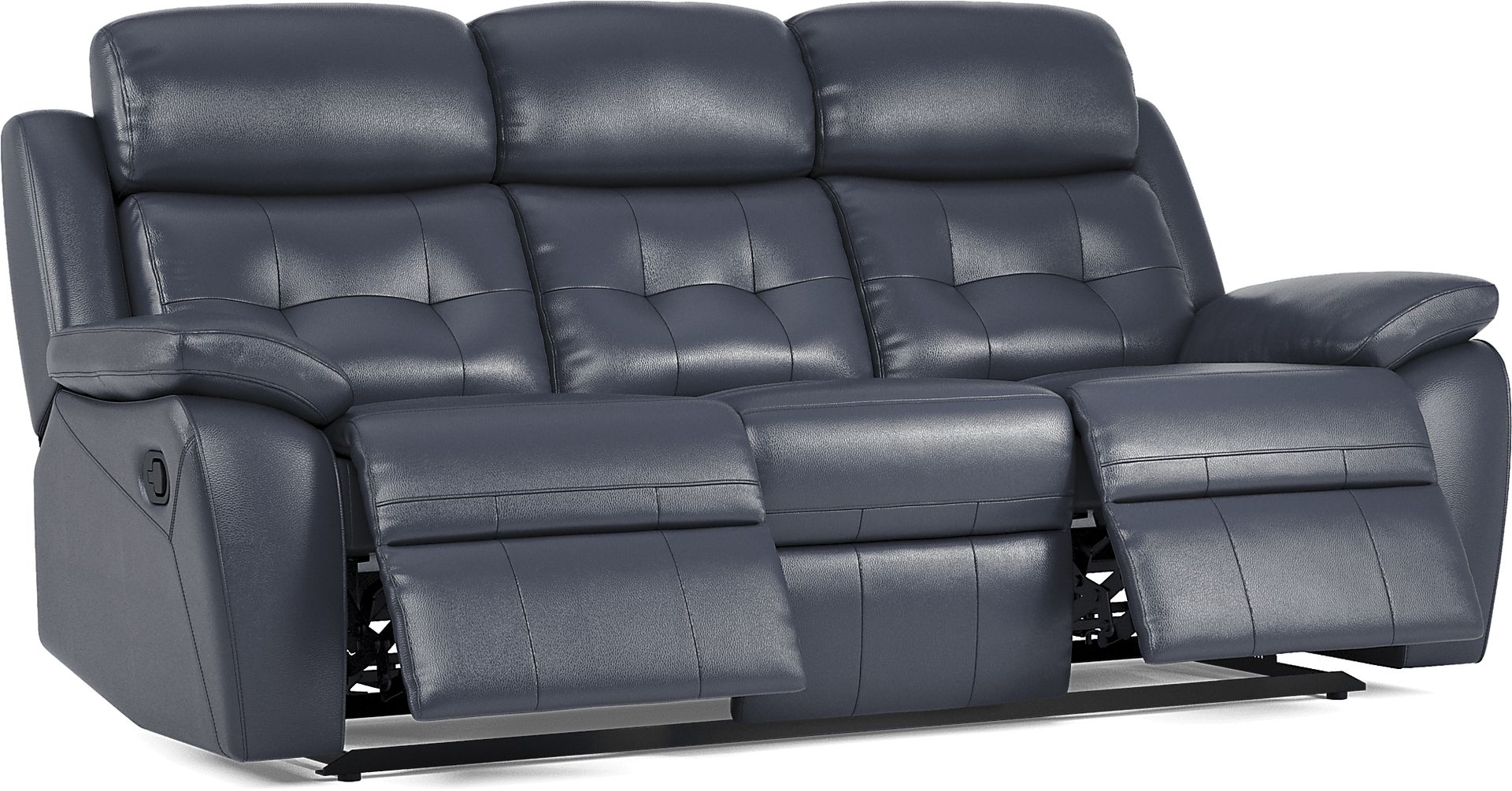 Antonin Blue Leather Reclining Sofa - Image 3