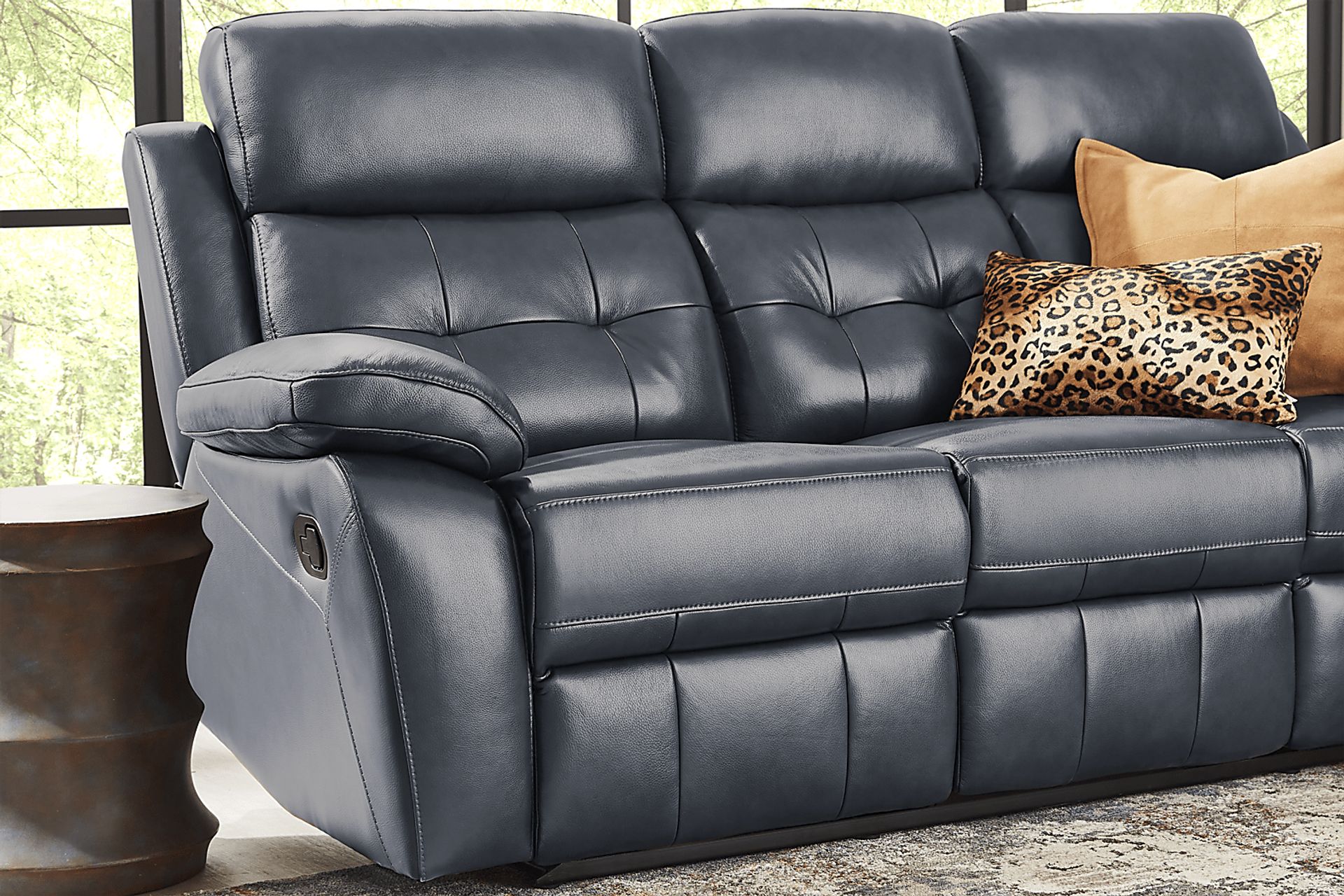 Antonin Blue Leather Reclining Sofa - Image 5