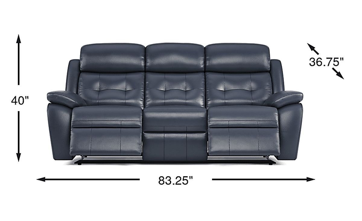 Antonin Blue Leather Non-Power Reclining Sofa | Rooms to Go