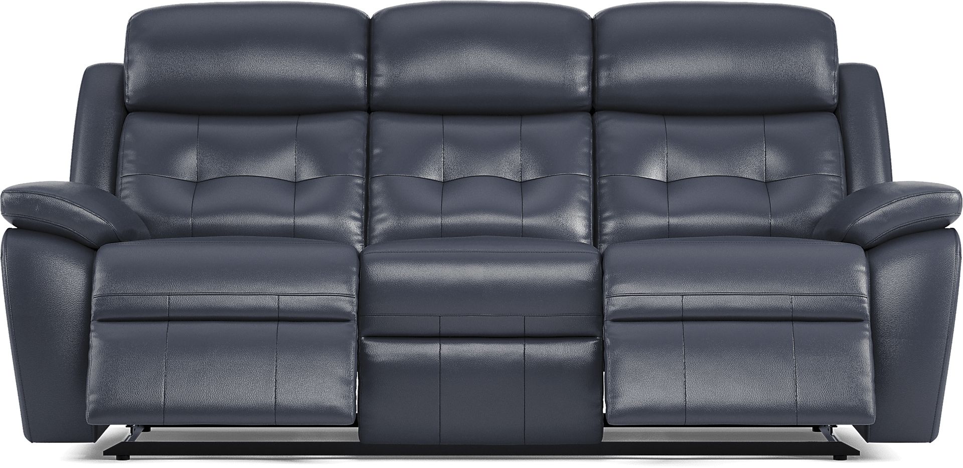 Antonin Blue Leather Reclining Sofa - Image 1