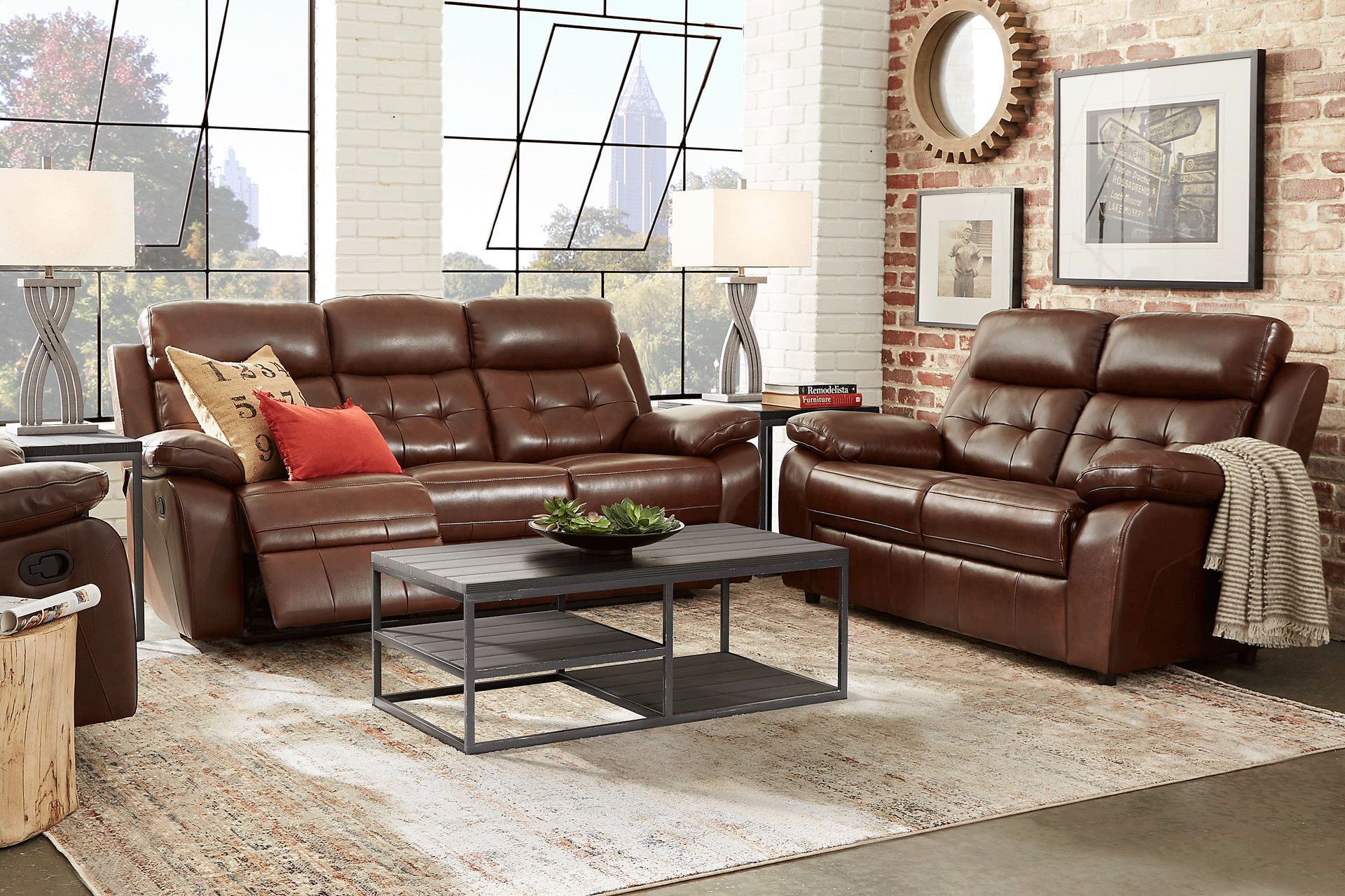 Antonin Brown Leather 7 Pc Living Room with Reclining Sofa - Image 1