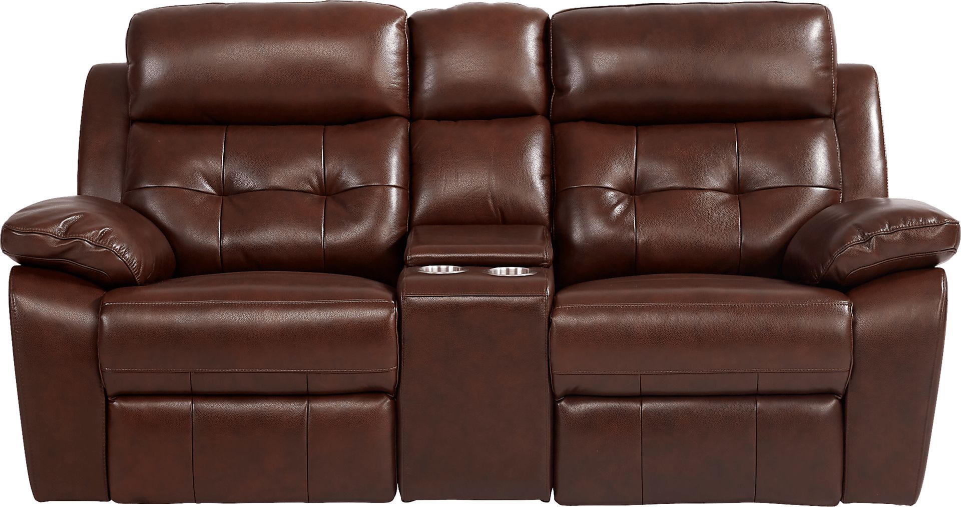 Antonin Brown Leather Reclining Console Loveseat - Image 2
