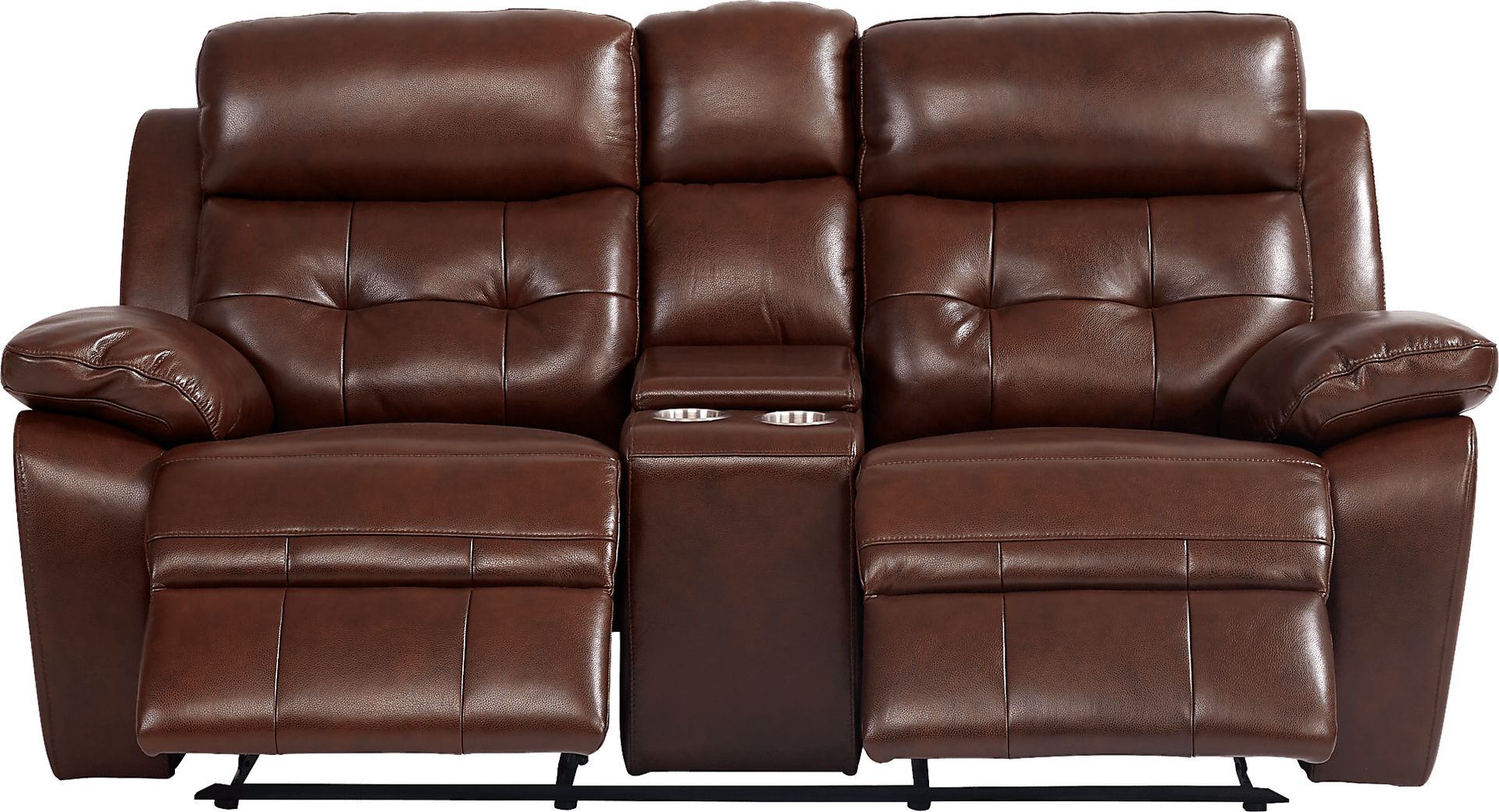 Antonin Brown Leather Reclining Console Loveseat - Image 1