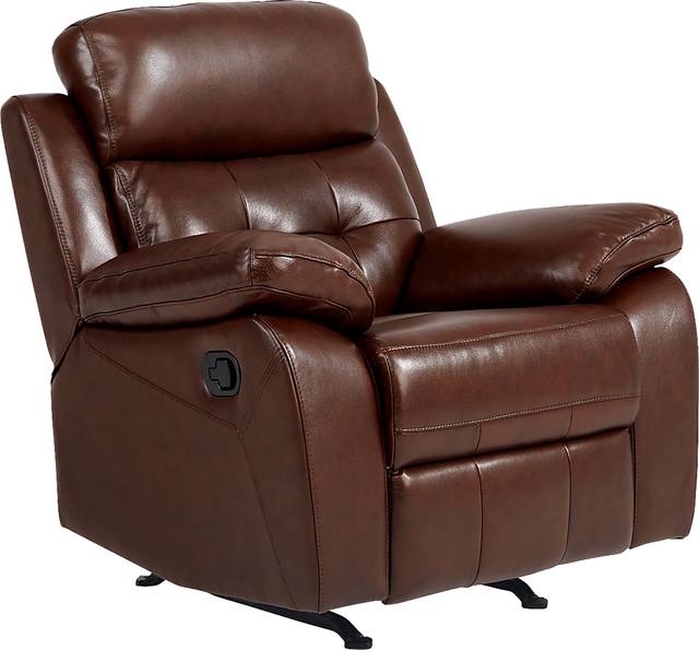 Antonin Brown Leather Rocker Recliner - Thumbnail - Image 2