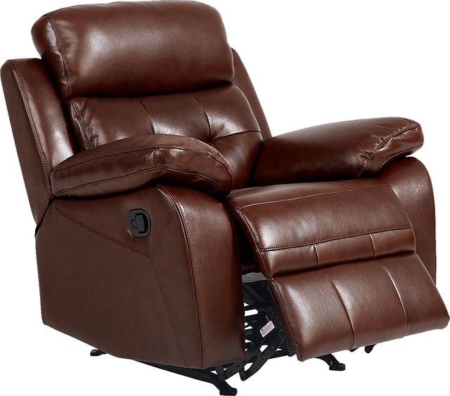 Antonin Brown Leather Rocker Recliner - Thumbnail - Image 1