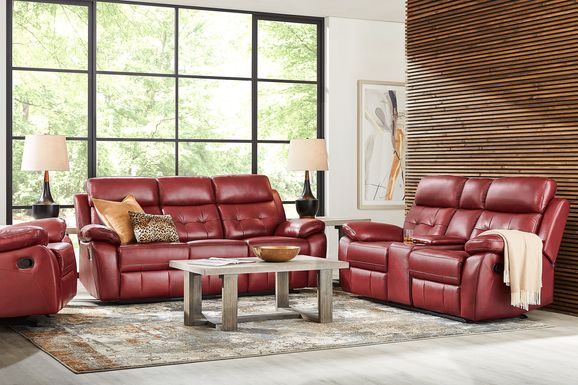 Red Leather Living Room Sets Sofa