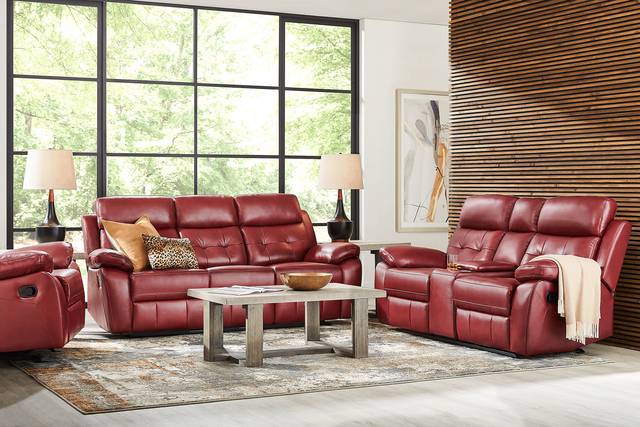Antonin Red Leather 5 Pc Reclining Living Room - Thumbnail - Image 1