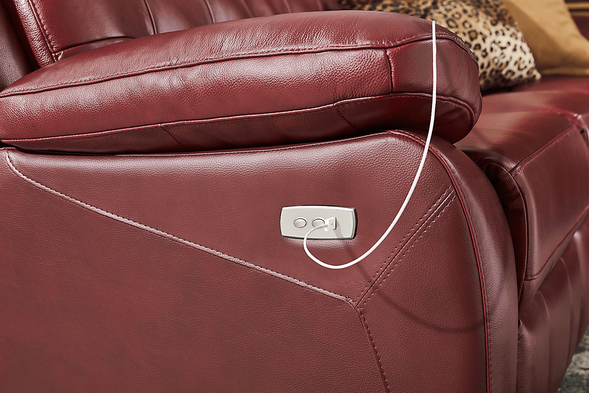 Antonin Red Leather Power Reclining Sofa - Image 6