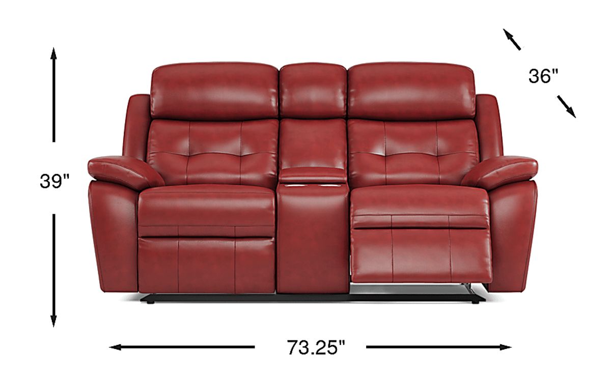 Antonin Red Leather Non-Power Reclining Loveseat | Rooms to Go