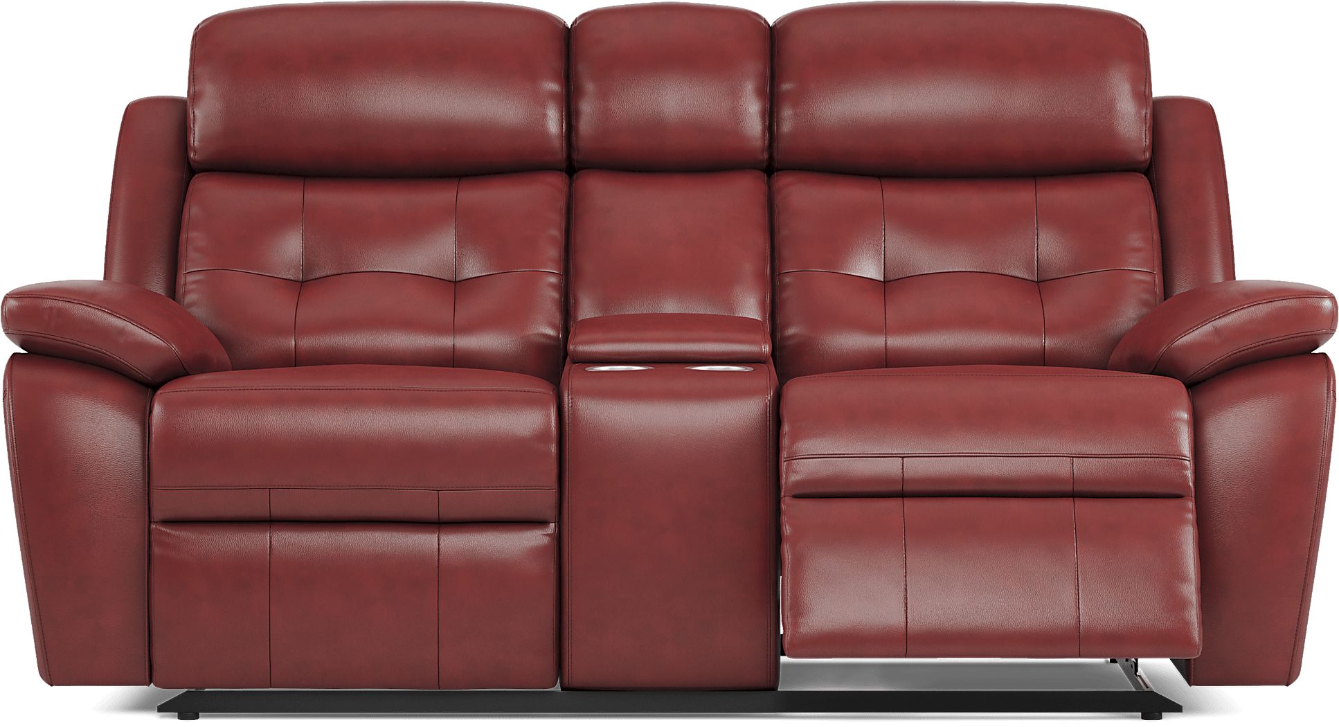 Antonin Red Leather Reclining Console Loveseat