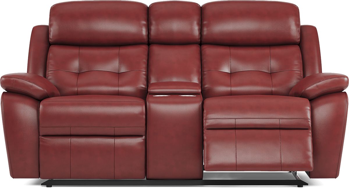 Antonin Red Leather NonPower Reclining Loveseat Rooms to Go