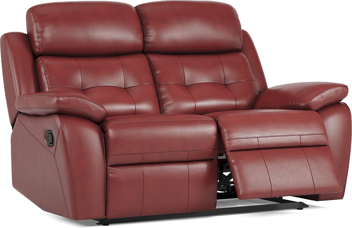 Antonin 3 Pc Red Leather Non-Power Reclining Living Room Set With ...
