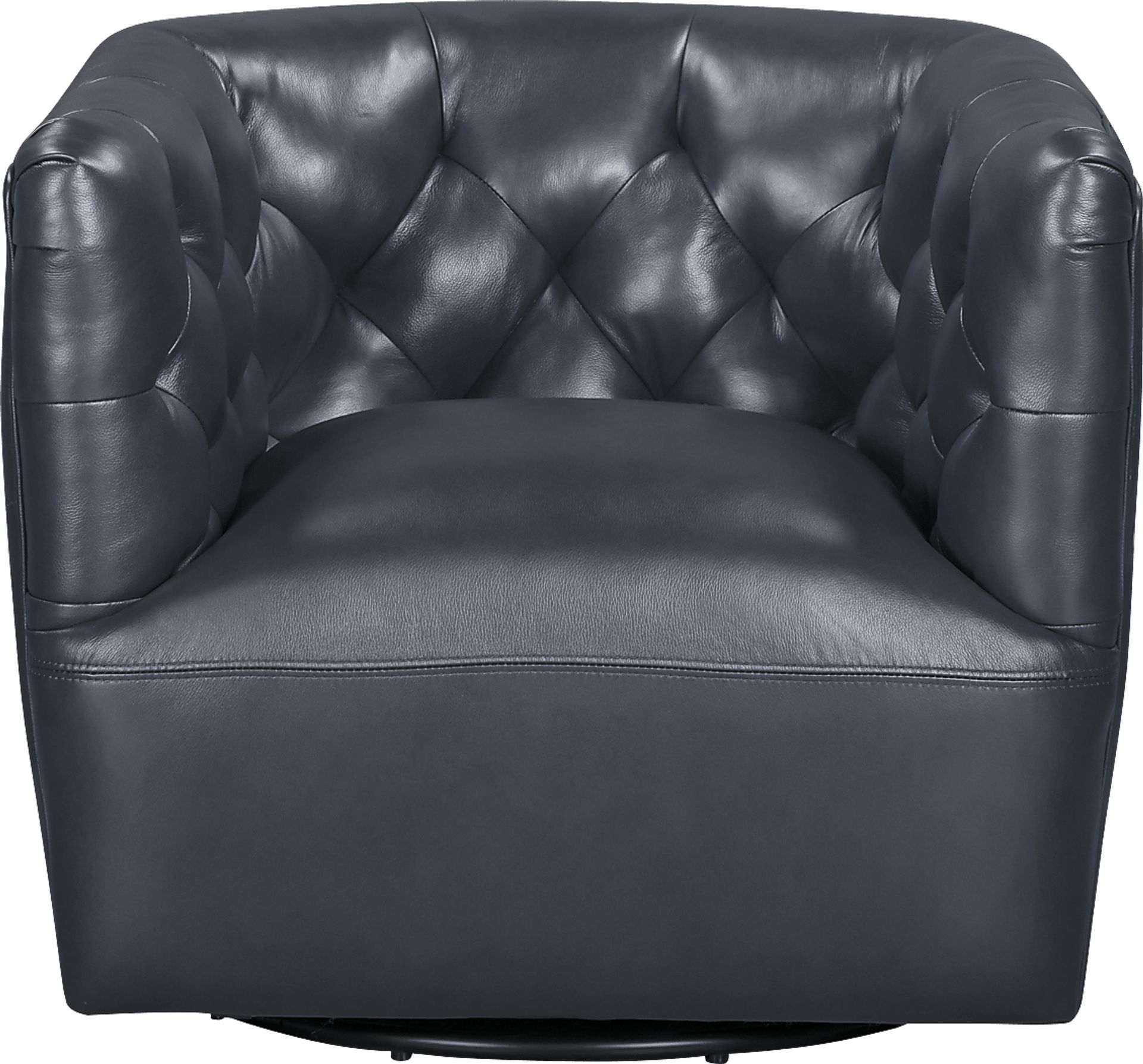 Antonio Blue Leather Swivel Chair - Image 2