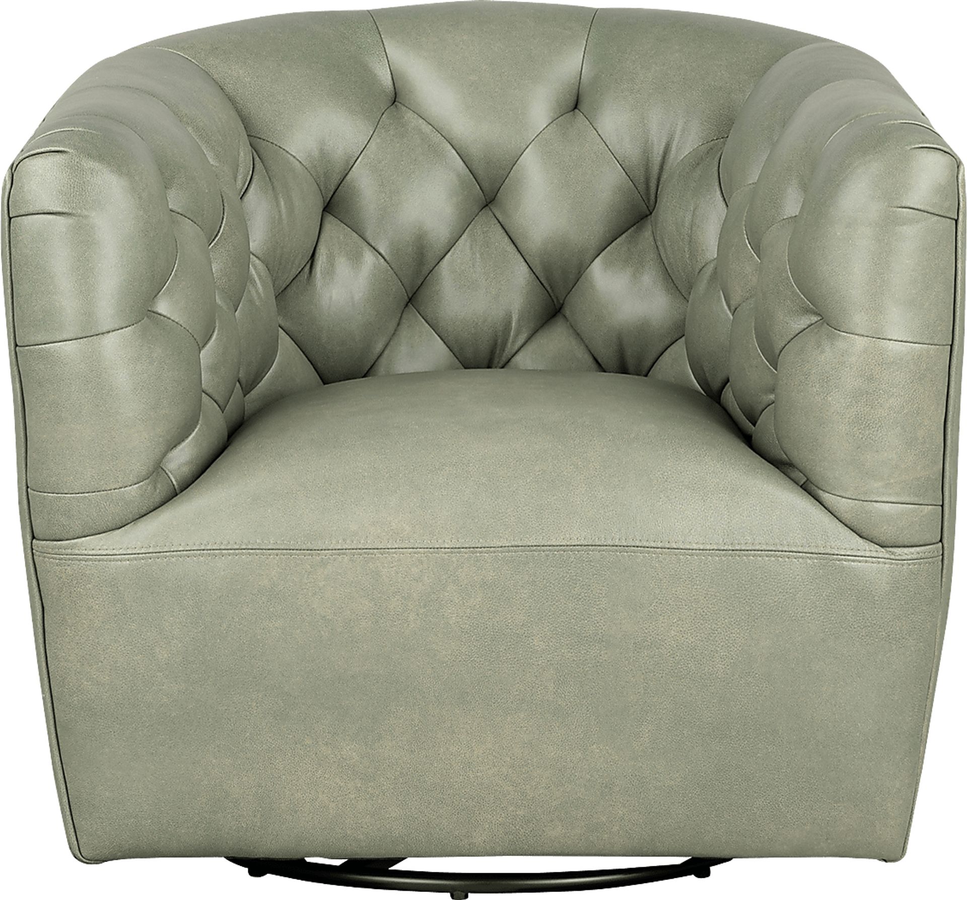 Antonio Sage Green Leather Swivel Chair - Image 2