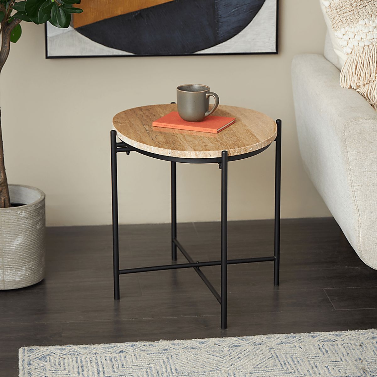 Anulo Beige Colors,Light Wood,White Accent Table | Rooms to Go