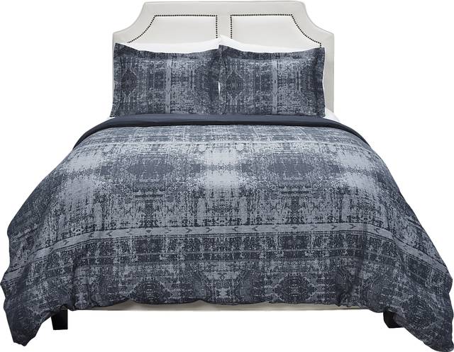 Anzia Blue 3 Pc Queen Duvet Set - Thumbnail - Image 2