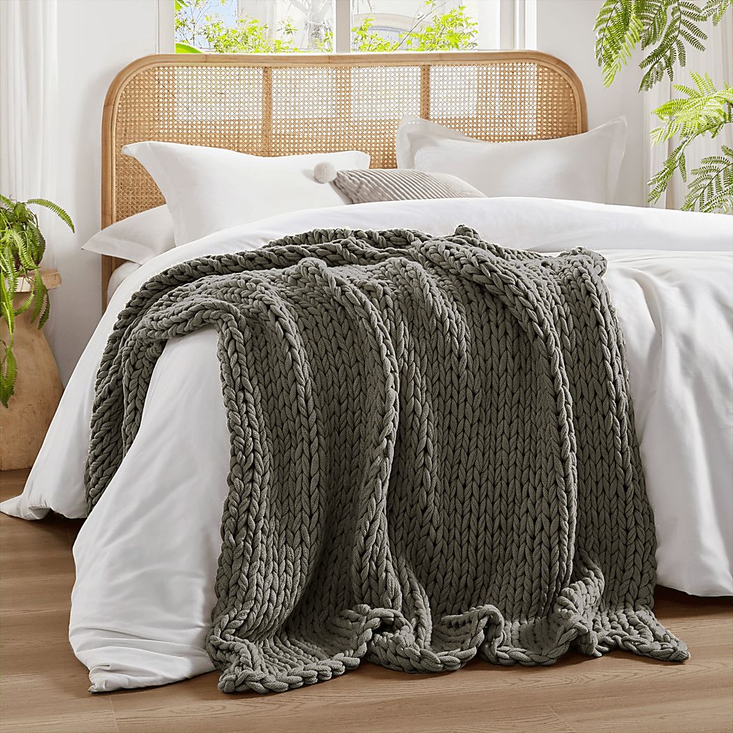 Apenzell Charcoal Throw Blanket - Thumbnail 2
