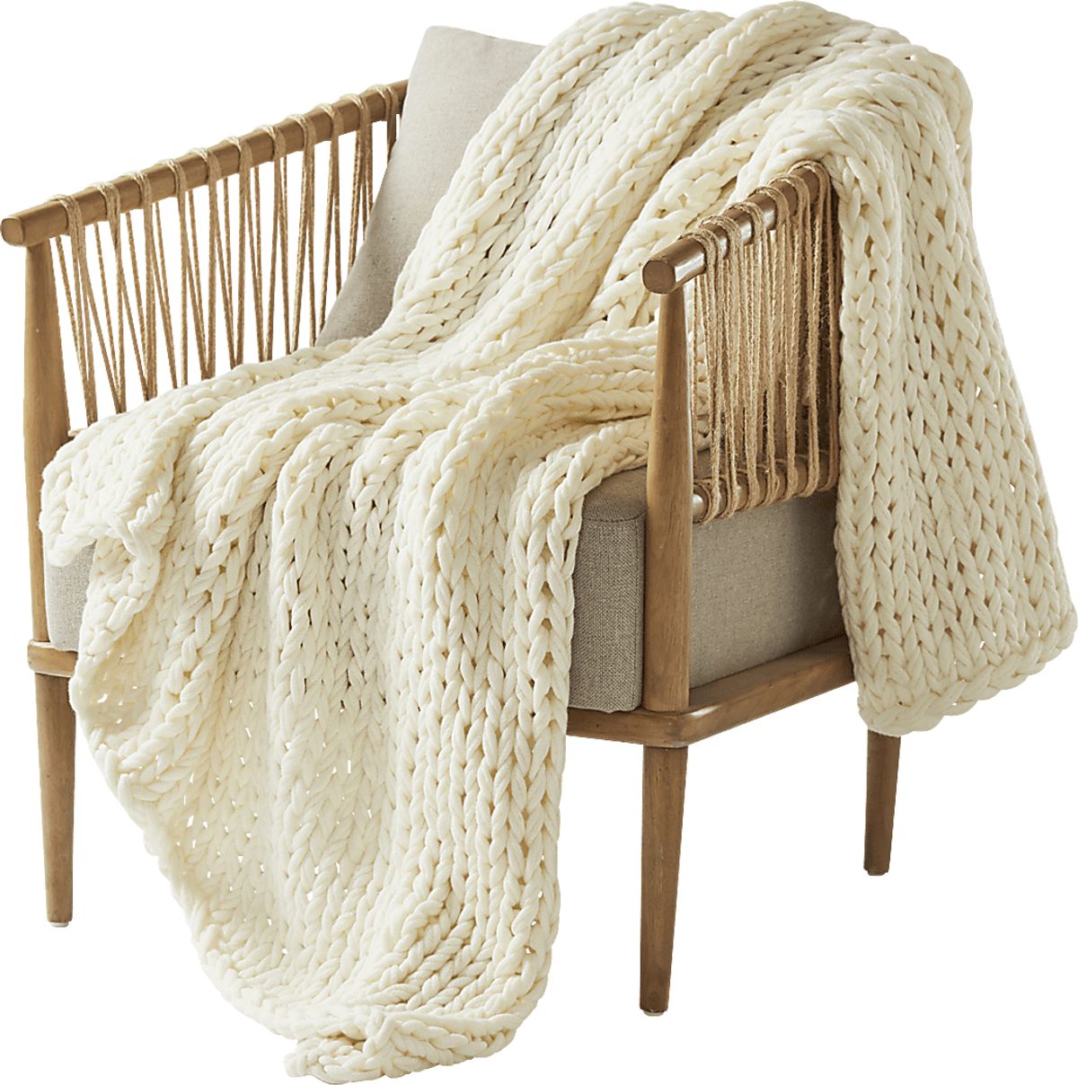 Cashmere-Like Acrylic Blanket - Ivory main image 1