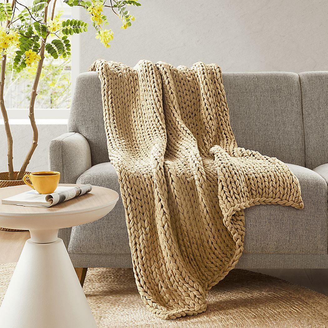 Apenzell Tan Throw Blanket