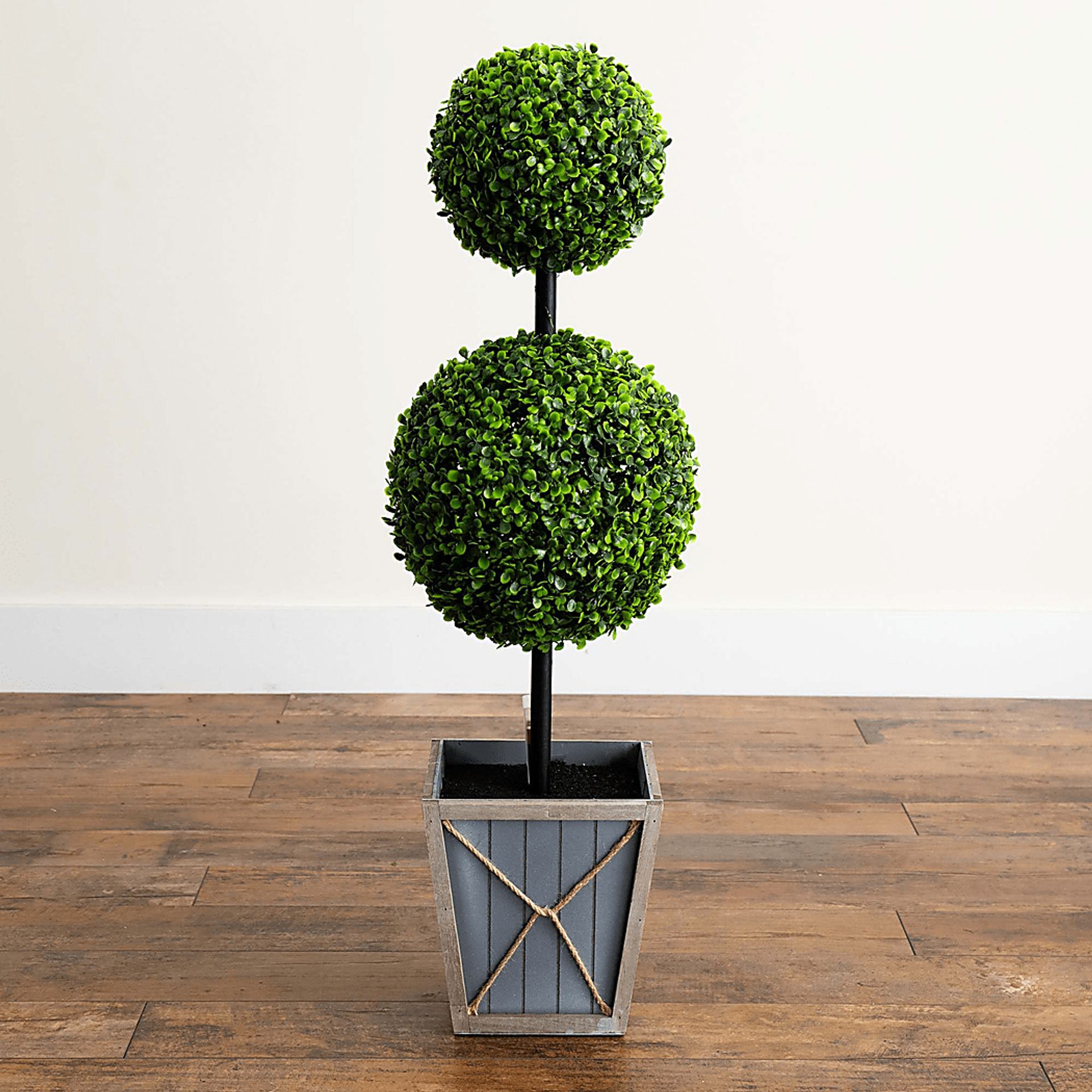 Appleberry II Green Artificial Double Ball Boxwood Topiary - Image 2