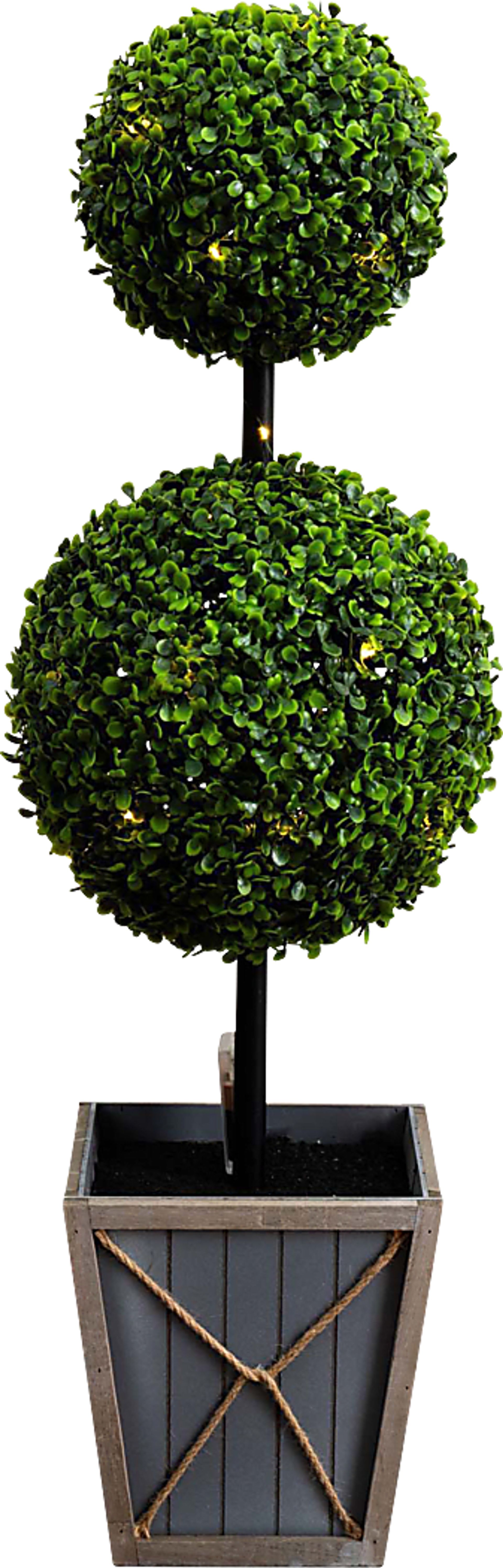 Appleberry II Green Artificial Double Ball Boxwood Topiary - Image 3