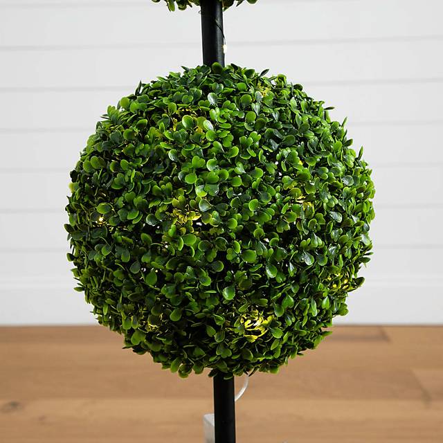 Appleberry II Green Artificial Double Ball Boxwood Topiary - Thumbnail - Image 4