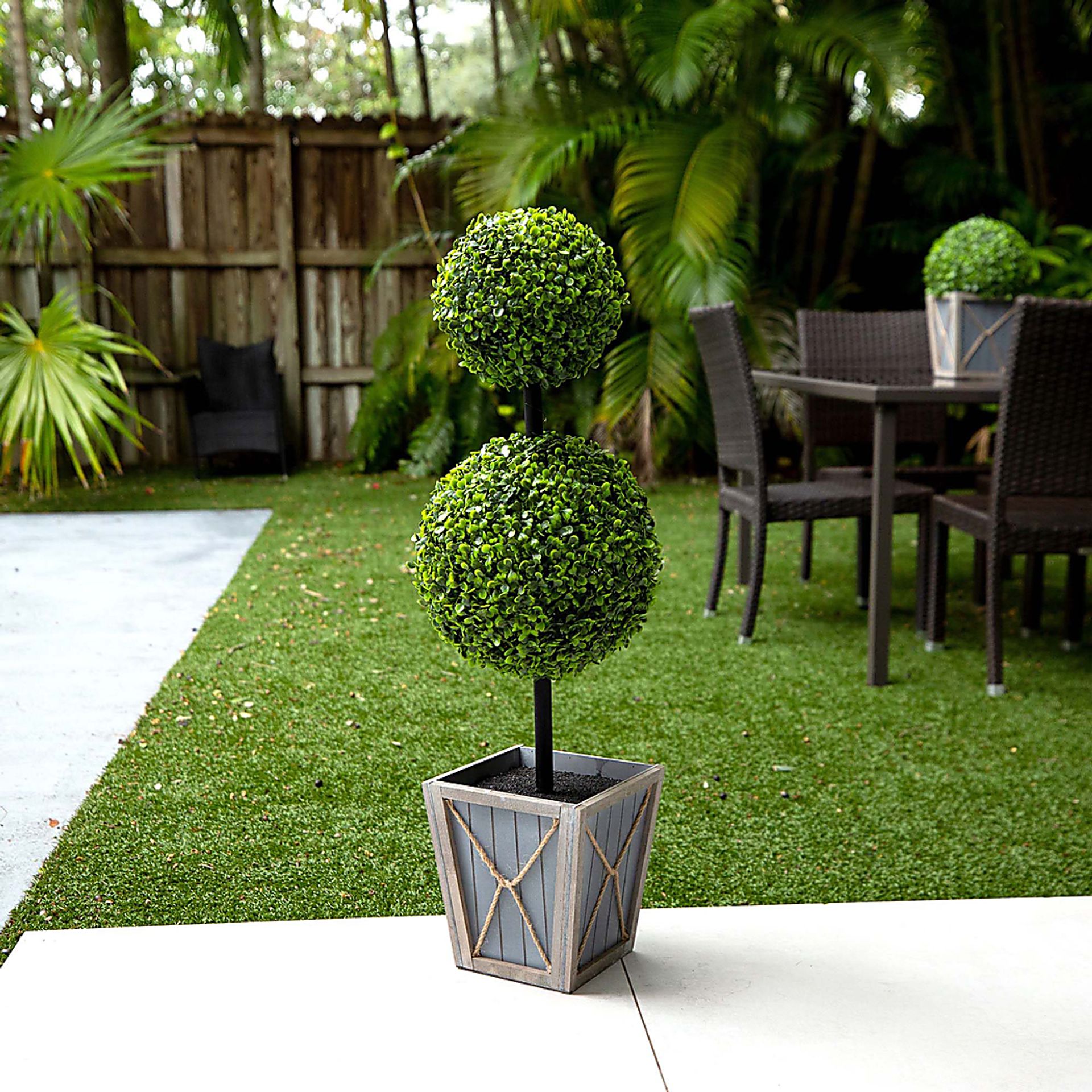 Appleberry II Green Artificial Double Ball Boxwood Topiary - Image 6