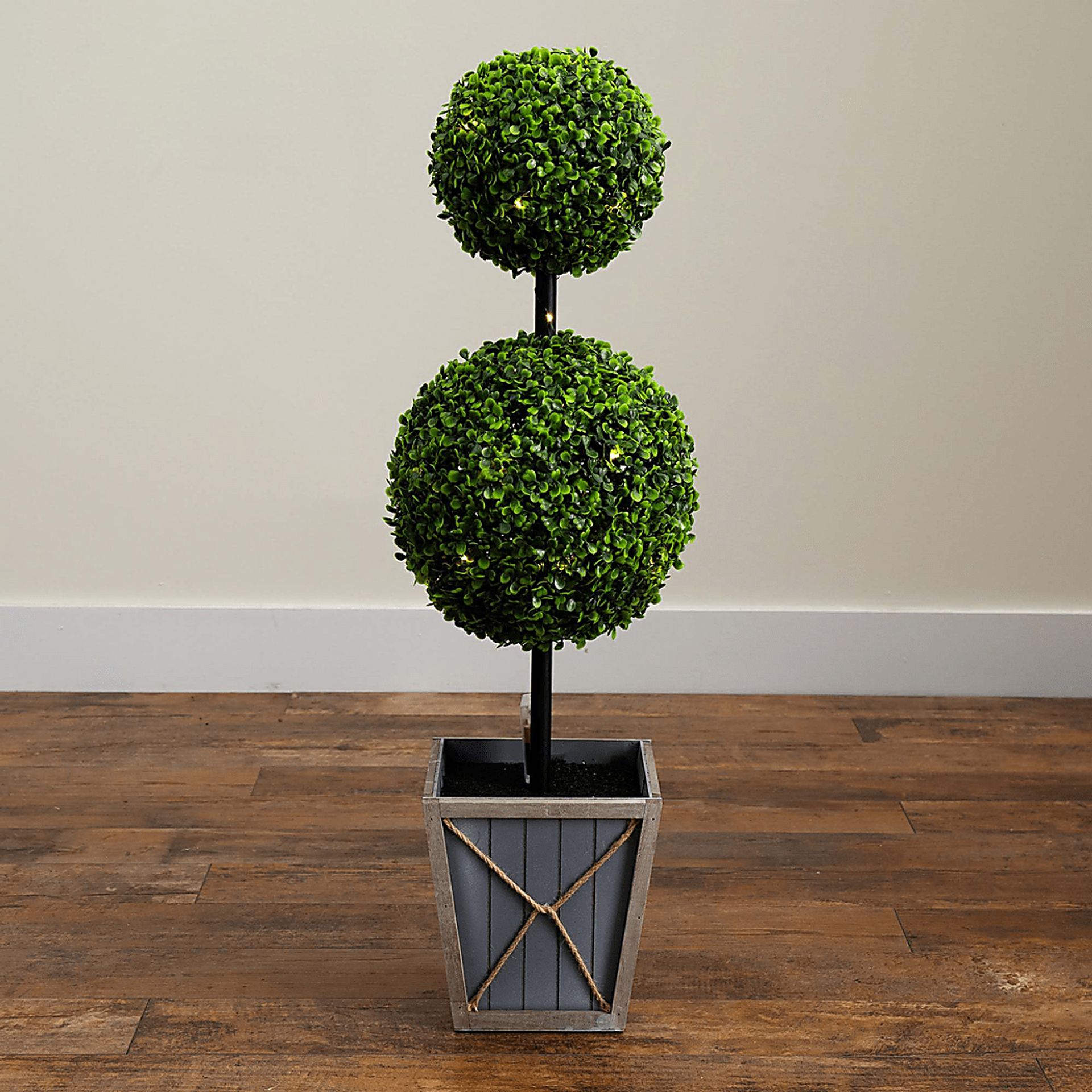 Appleberry II Green Artificial Double Ball Boxwood Topiary - Image 7