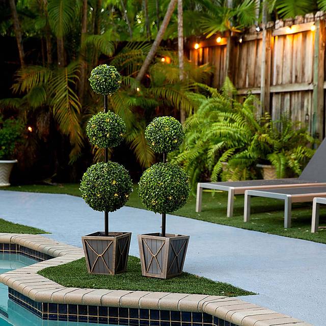 Appleberry II Green Artificial Double Ball Boxwood Topiary - Thumbnail - Image 9