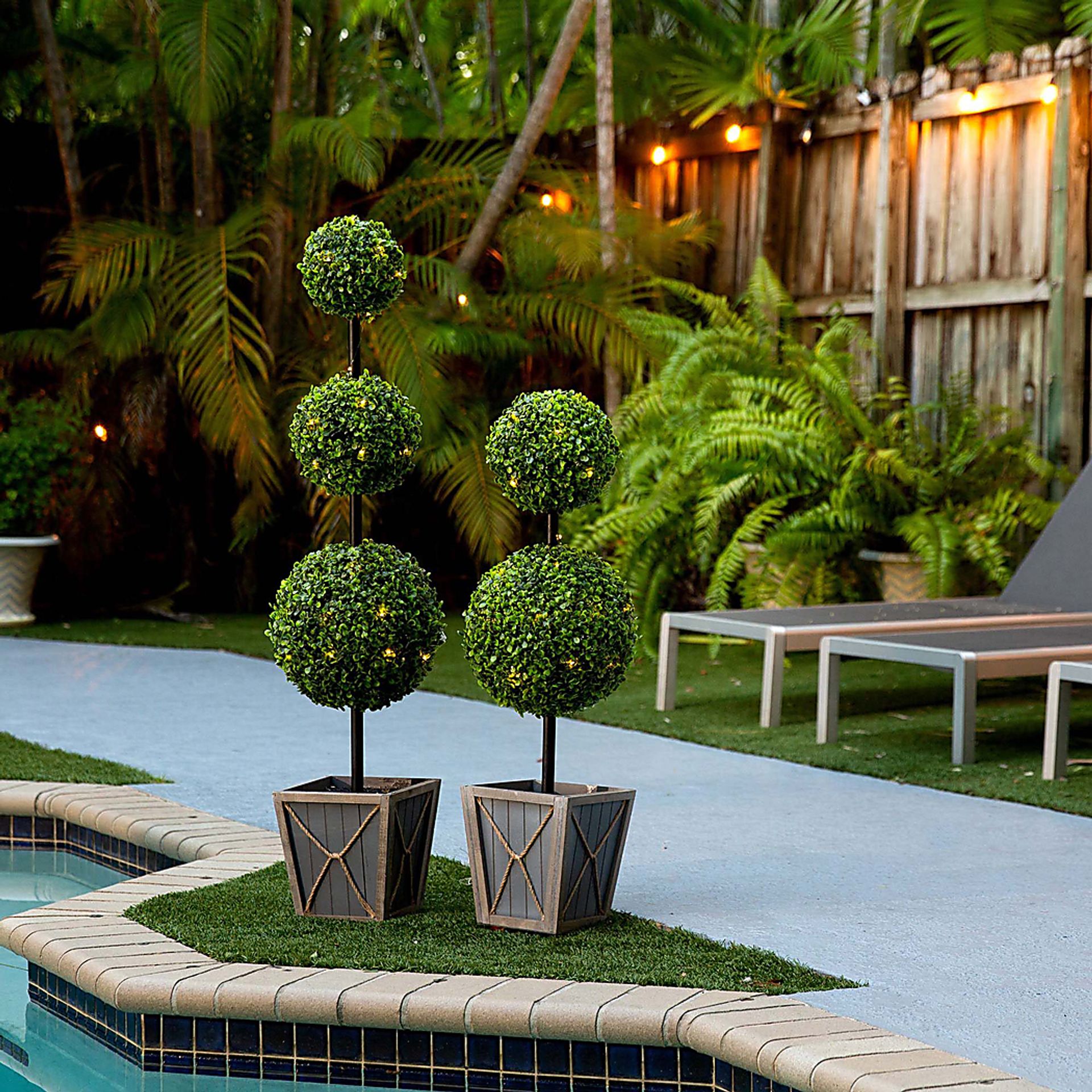 Appleberry II Green Artificial Double Ball Boxwood Topiary - Image 9