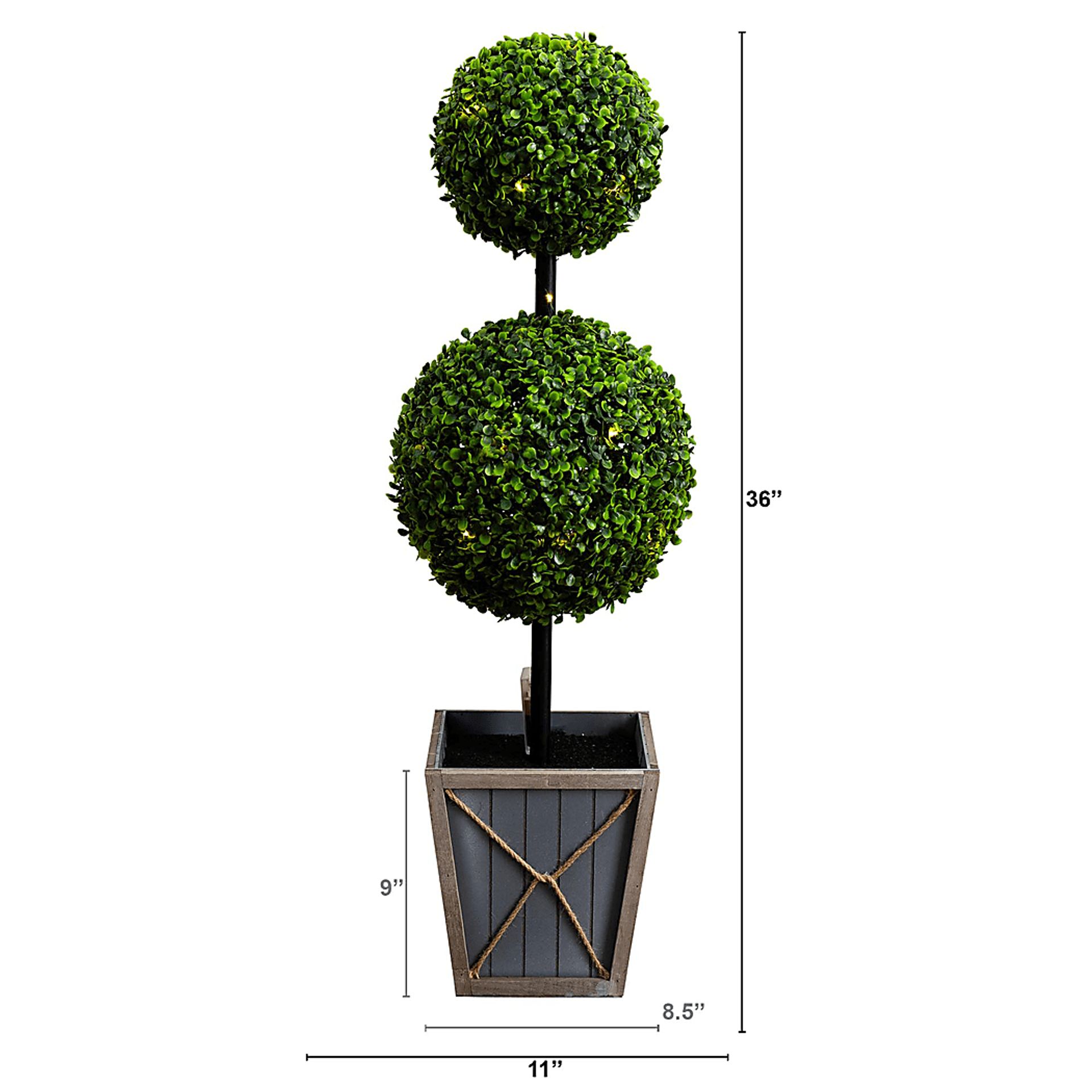 Appleberry II Green Artificial Double Ball Boxwood Topiary - Image 10