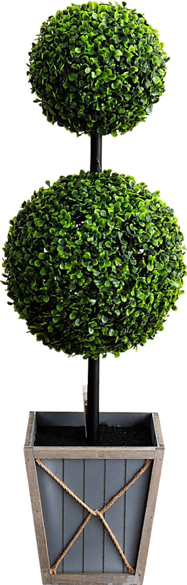 Appleberry II Green Artificial Double Ball Boxwood Topiary - Thumbnail - Image 1