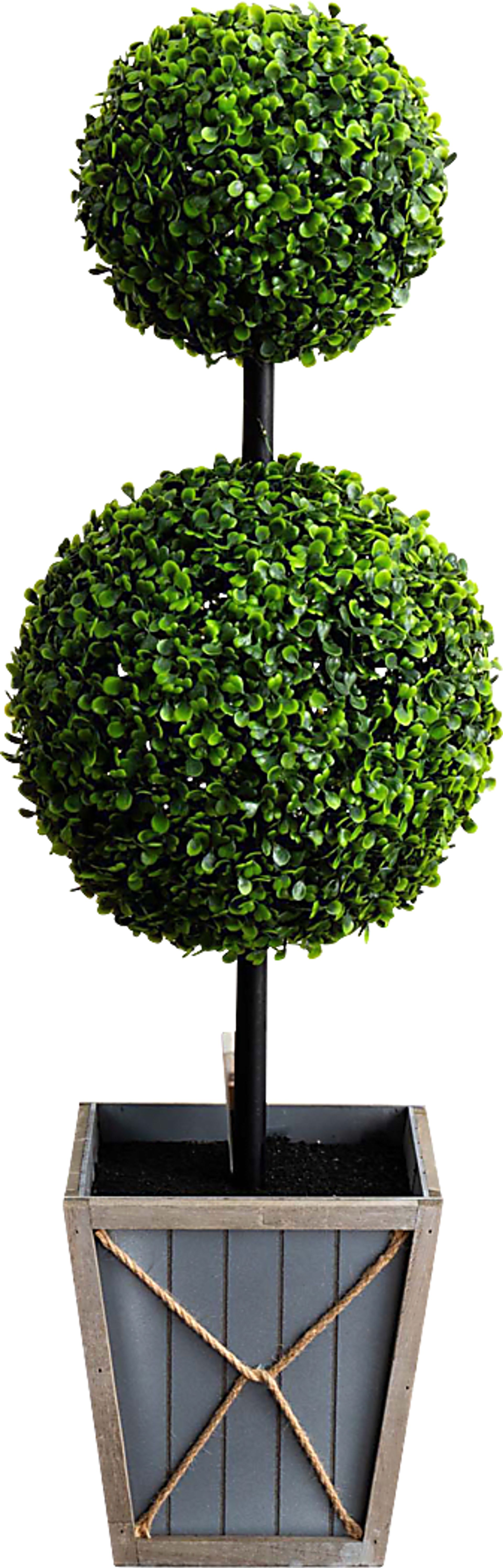 Appleberry II Green Artificial Double Ball Boxwood Topiary - Image 1