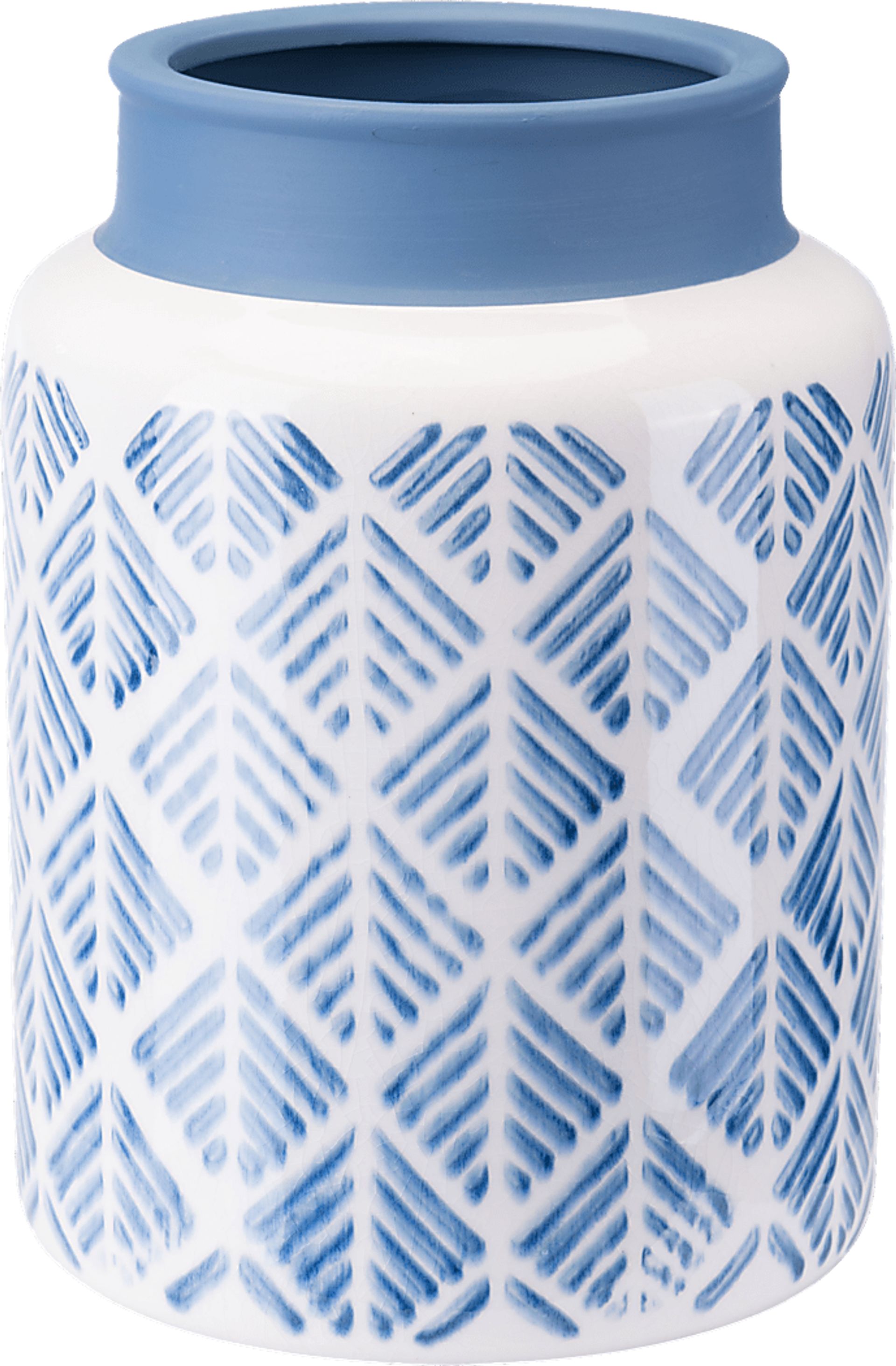 Aquitaine Blue and White Large Outdoor Vase - Image 1